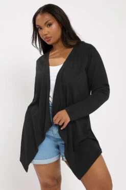 YOURS - Cardigan Noir Texturé Manches Longues