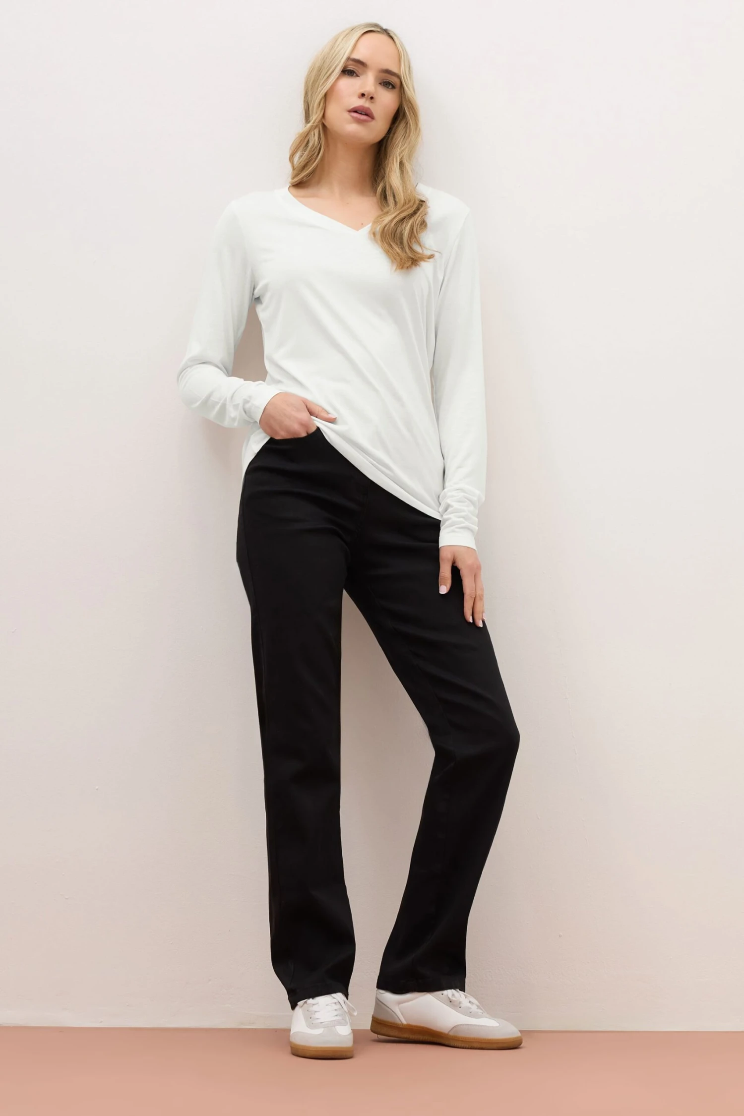 LTS PREMIUM Tall White Long Sleeve V-Neck Top 4 LTS PREMIUM Tall White Long Sleeve V-Neck Top – Image 2