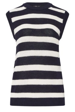 LTS Tall Navy Blue Knitted Stripe Sleeveless Jumper 11 LTS Tall Navy Blue Knitted Stripe Sleeveless Jumper -Evans Boutique fb75f6a6 0cc2 4d 355579 X