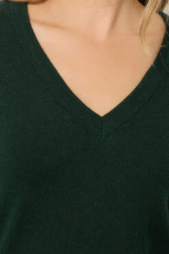 LTS Tall Dark Green Knit V-Neck Jumper -Evans Boutique fbaabcb9 a431 4d 356061 D