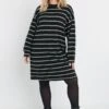 YOURS Curve Robe Pull à Rayures Noires Et Grises YOURS Curve -Evans Boutique fbcf20e1 3548 4c 303929 A