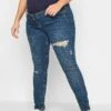 LTS Tall Maternity Mid Blue Distressed AVA Stretch Skinny Jeans 1 LTS Tall Maternity Mid Blue Distressed AVA Stretch Skinny Jeans -Evans Boutique fbcfa232 ff7a 49 198076PS A