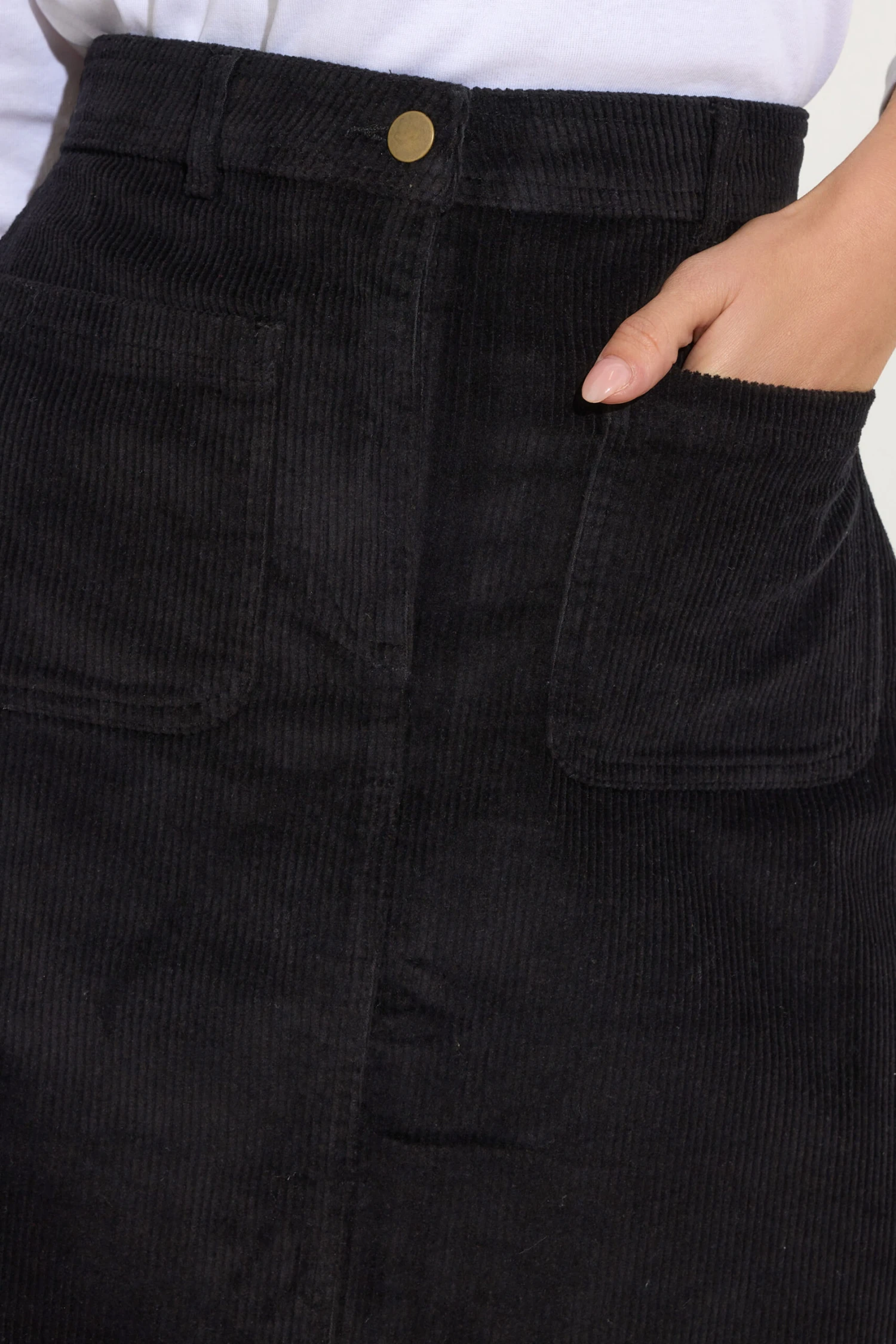 M&Co Black Cord Midi A-Line Skirt 7 M&Co Black Cord Midi A-Line Skirt – Image 5