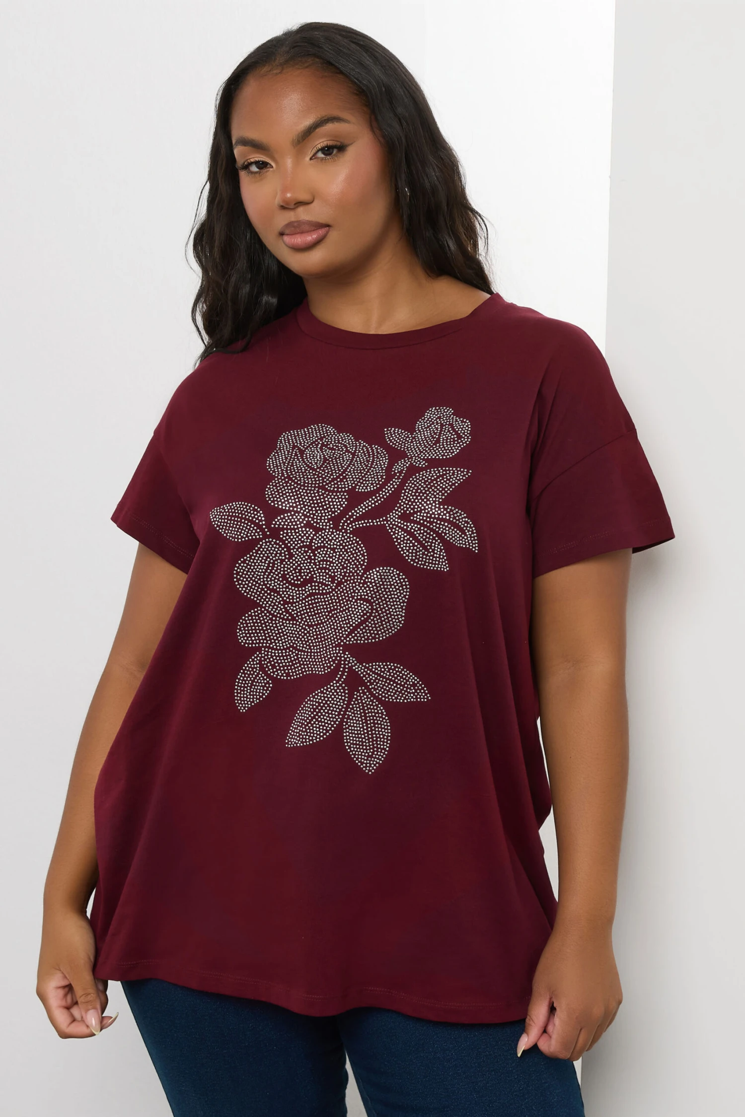 YOURS - Top Bordeaux Empiècement Floral Clouté 4 YOURS - Top Bordeaux Empiècement Floral Clouté – Image 2