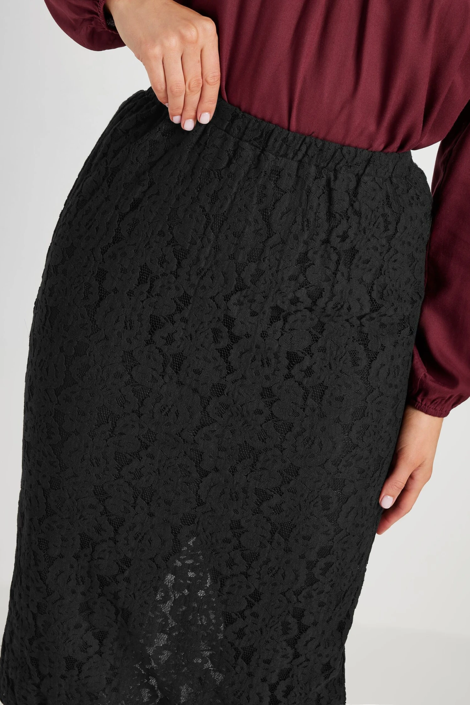 LTS Tall Black Lace Pencil Midi Skirt 7 LTS Tall Black Lace Pencil Midi Skirt – Image 5