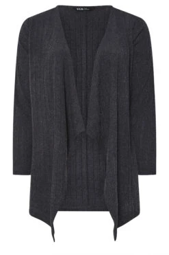 YOURS Curve Cardigan Côtelé Cascade Gris Anthracite -Evans Boutique fcaf6bb2 712b 4e 322855 X