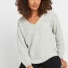 M&Co Grey V-Neck Cable Knit Shoulder Jumper 2 M&Co Grey V-Neck Cable Knit Shoulder Jumper -Evans Boutique fd2d0c58 90a8 45 501736 A