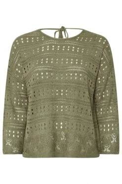 YOURS - Pull En Maille Vert Kaki Découpé Au Dos -Evans Boutique fdadc27e afdb 40 280534 X