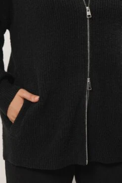 EVANS Curve Black Double Ended Zip Cardigan -Evans Boutique fdca1429 22ab 41 616133 F