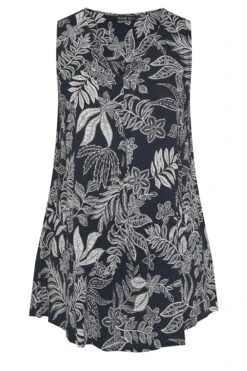 YOURS - Top Bleu Marine Volanté Design Feuilles -Evans Boutique fde6e62c 5fda 4a 330789 X