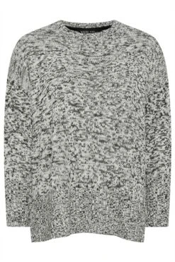 YOURS - Pull En Maille Gris Manches Longues -Evans Boutique fe2c9dee 6887 4a 280412 X