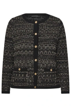 EVANS Curve Black Button Detail Textured Cardigan -Evans Boutique fe53979d d0c0 47 616128 X