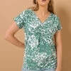 LTS Tall Sage Green Cotton Abstract Floral Henley Top -Evans Boutique fea22226 f9f5 4b 355815 A1