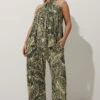 LIMITED COLLECTION - Pantalon Vert Wide Leg Feuilles De Palmiers -Evans Boutique fedf394a 125e 4a 216566 B