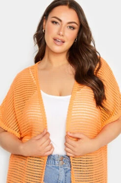 YOURS - Cardigan Orange Midi Design En Crochet -Evans Boutique ff86875f 259e 4a 300999 D