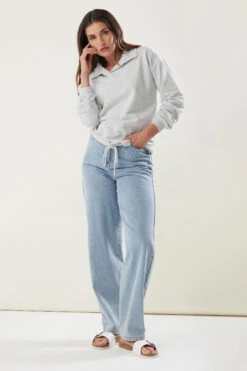 LTS Tall Grey Marl Drawstring Cross Over Sweatshirt 8 LTS Tall Grey Marl Drawstring Cross Over Sweatshirt -Evans Boutique ff868c20 0f60 43 354369 B