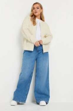 YOURS - Cardigan Crème En Maille Coupe Bomber -Evans Boutique fffd78ad f58f 4f 280586 B